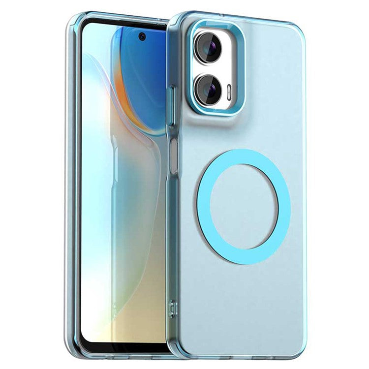 Candy Series For Motorola Moto G35 5G Case Compatible with MagSafe PC+TPU+PET Anti-Drop Phone Cover - Blue