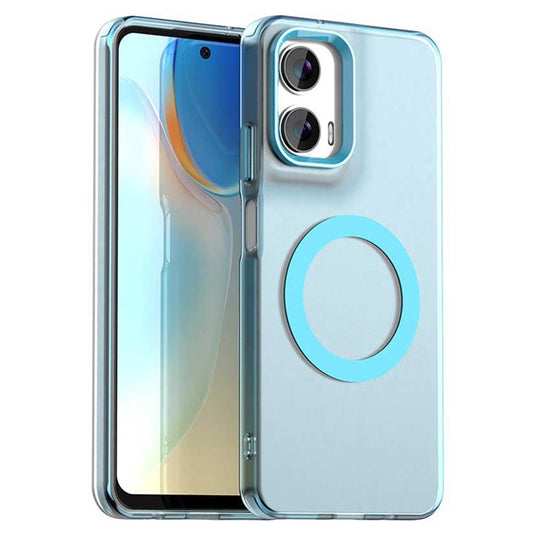Candy Series For Motorola Moto G35 5G Case Compatible with MagSafe PC+TPU+PET Anti-Drop Phone Cover - Blue