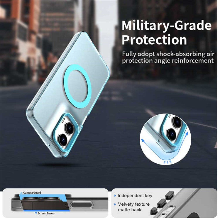 Candy Series For Motorola Moto G35 5G Case Compatible with MagSafe PC+TPU+PET Anti-Drop Phone Cover - Blue