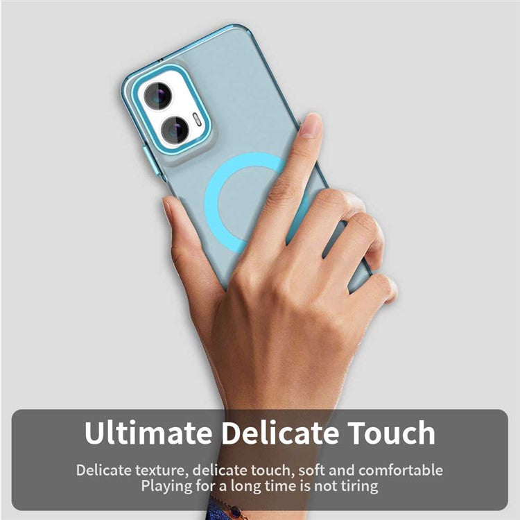 Candy Series For Motorola Moto G35 5G Case Compatible with MagSafe PC+TPU+PET Anti-Drop Phone Cover - Blue