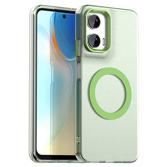 Candy Series For Motorola Moto G35 5G Case Compatible with MagSafe PC+TPU+PET Anti-Drop Phone Cover - Green
