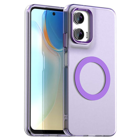 Candy Series For Motorola Moto G35 5G Case Compatible with MagSafe PC+TPU+PET Anti-Drop Phone Cover - Purple