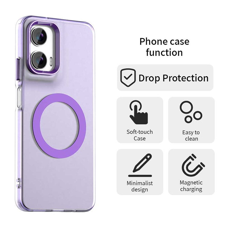 Candy Series For Motorola Moto G35 5G Case Compatible with MagSafe PC+TPU+PET Anti-Drop Phone Cover - Purple