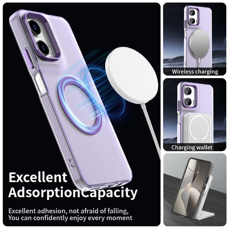 Candy Series For Motorola Moto G35 5G Case Compatible with MagSafe PC+TPU+PET Anti-Drop Phone Cover - Purple
