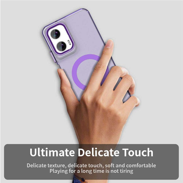 Candy Series For Motorola Moto G35 5G Case Compatible with MagSafe PC+TPU+PET Anti-Drop Phone Cover - Purple