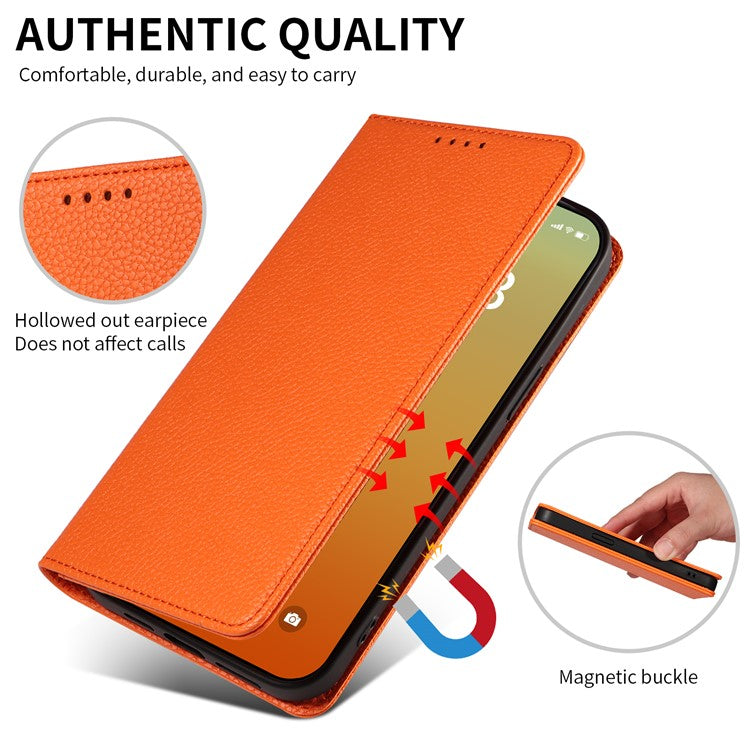 For iPhone 14 Pro Case RFID Blocking Strong Magnetic Leather Wallet Phone Cover - Orange