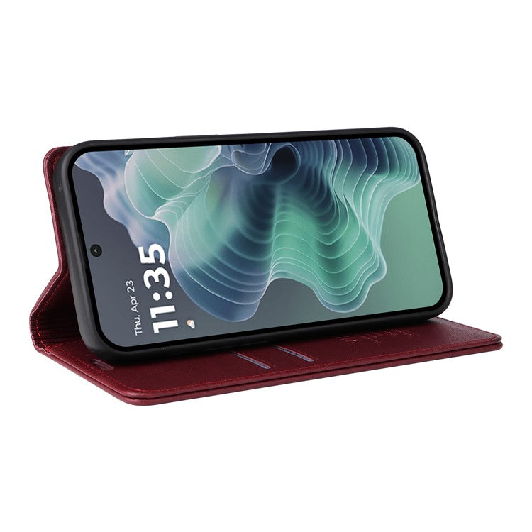 YIKATU YK-001 For Motorola Moto G35 5G Case Stand Leather Phone Cover Strong Magnetic Closure - Wine Red