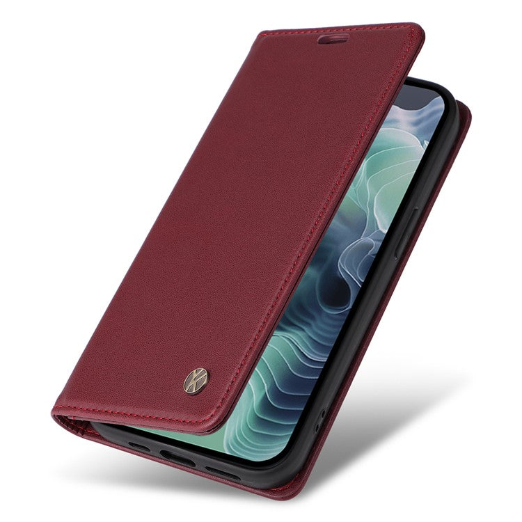YIKATU YK-001 For Motorola Moto G35 5G Case Stand Leather Phone Cover Strong Magnetic Closure - Wine Red