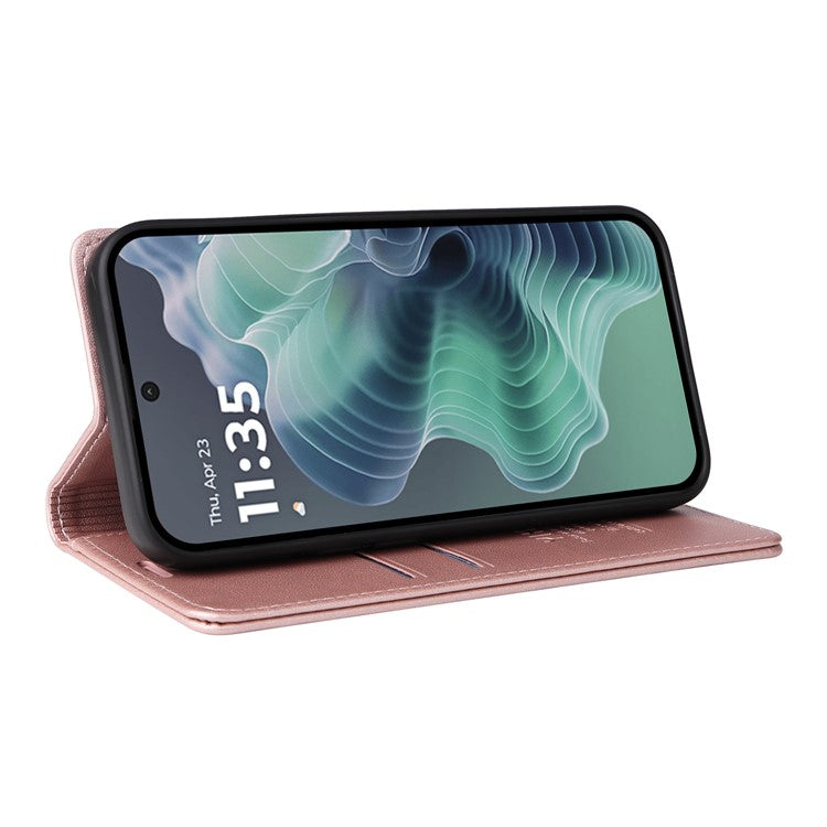 YIKATU YK-001 For Motorola Moto G35 5G Case Stand Leather Phone Cover Strong Magnetic Closure - Rose Gold