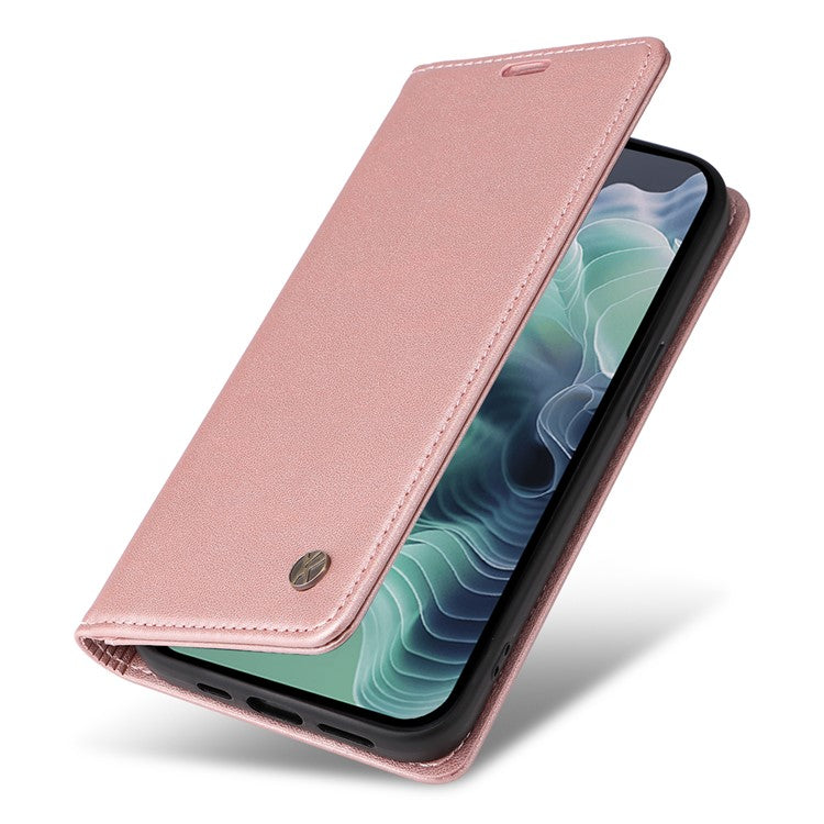 YIKATU YK-001 For Motorola Moto G35 5G Case Stand Leather Phone Cover Strong Magnetic Closure - Rose Gold