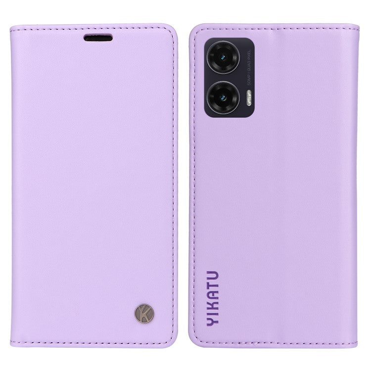 YIKATU YK-001 For Motorola Moto G35 5G Case Stand Leather Phone Cover Strong Magnetic Closure - Light Purple