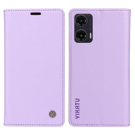 YIKATU YK-001 For Motorola Moto G35 5G Case Stand Leather Phone Cover Strong Magnetic Closure - Light Purple