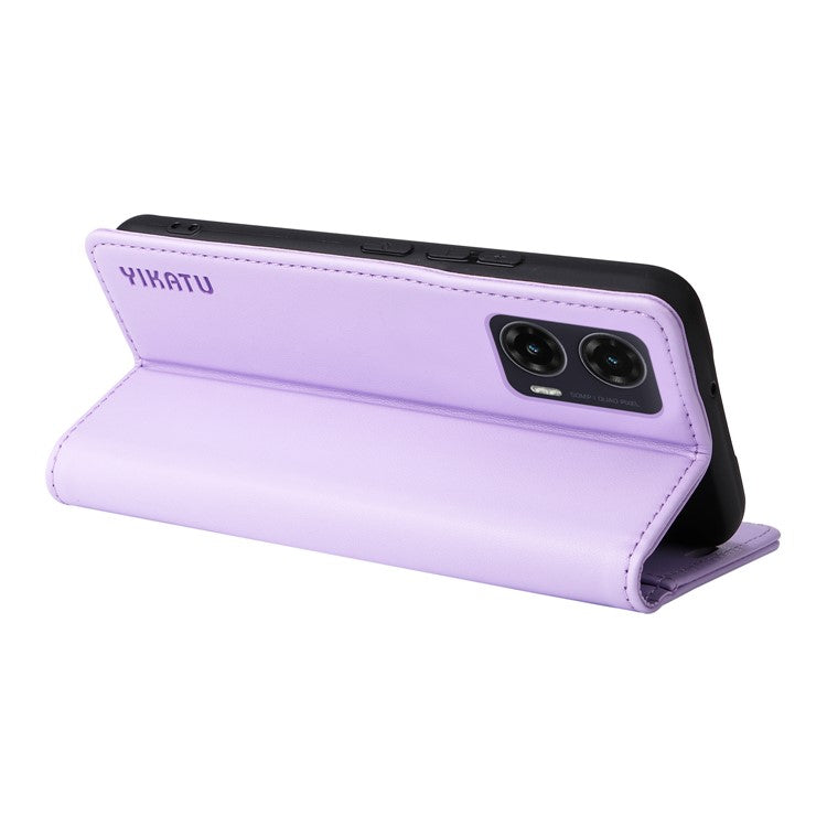 YIKATU YK-001 For Motorola Moto G35 5G Case Stand Leather Phone Cover Strong Magnetic Closure - Light Purple