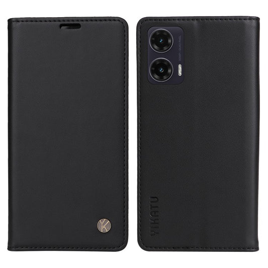 YIKATU YK-001 For Motorola Moto G35 5G Case Stand Leather Phone Cover Strong Magnetic Closure - Black