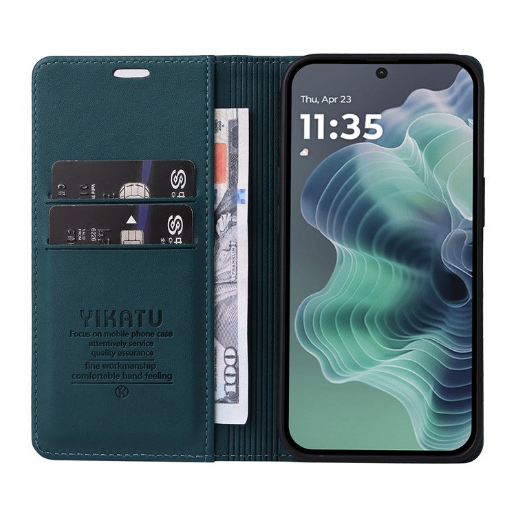 YIKATU YK-001 For Motorola Moto G35 5G Case Stand Leather Phone Cover Strong Magnetic Closure - Green