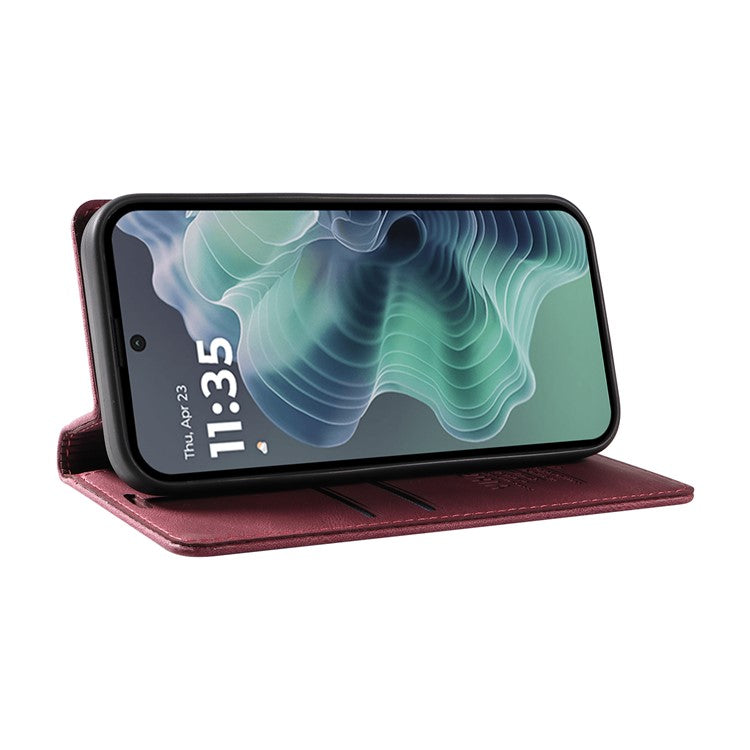 YIKATU YK-004 For Motorola Moto G35 5G Case Leather Skin-Touch Phone Cover Magnetic Auto-Absorbed - Wine Red