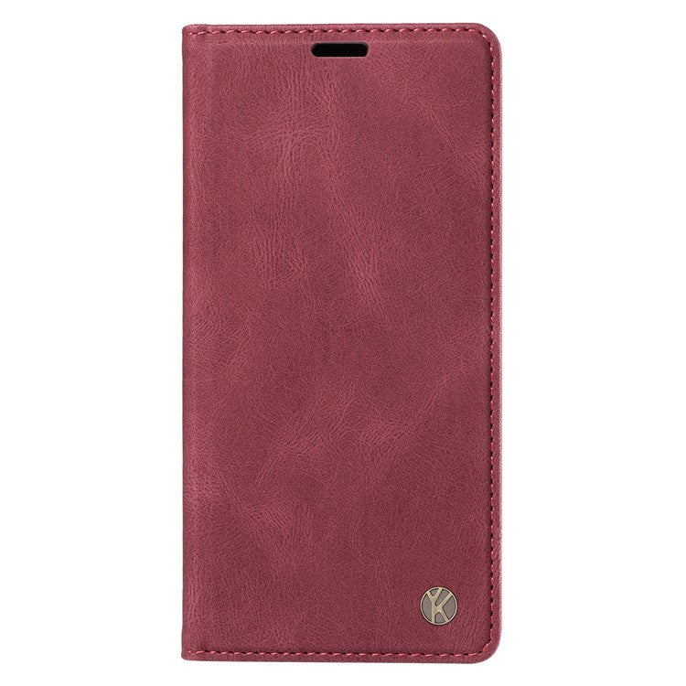 YIKATU YK-004 For Motorola Moto G35 5G Case Leather Skin-Touch Phone Cover Magnetic Auto-Absorbed - Wine Red