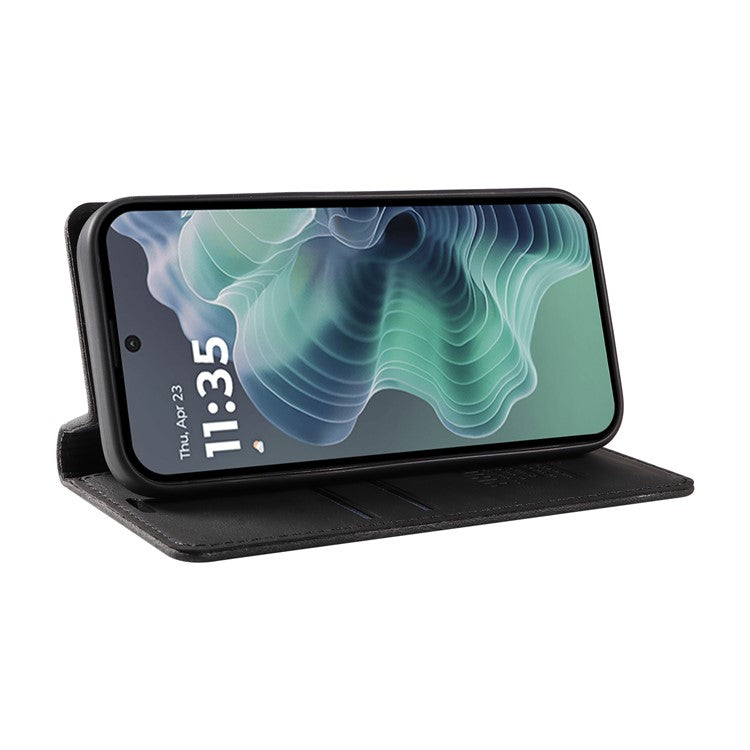 YIKATU YK-004 For Motorola Moto G35 5G Case Leather Skin-Touch Phone Cover Magnetic Auto-Absorbed - Black