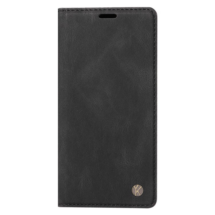 YIKATU YK-004 For Motorola Moto G35 5G Case Leather Skin-Touch Phone Cover Magnetic Auto-Absorbed - Black