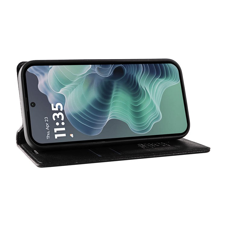 YIKATU YK-006 For Motorola Moto G35 5G Case Card Slots Magnetic Closure Leather Phone Cover Litchi Texture - Black