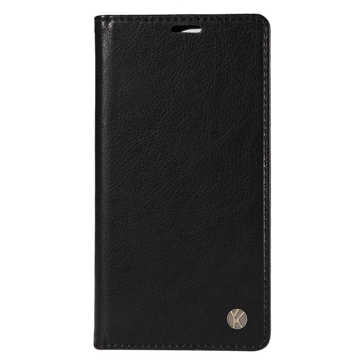 YIKATU YK-006 For Motorola Moto G35 5G Case Card Slots Magnetic Closure Leather Phone Cover Litchi Texture - Black