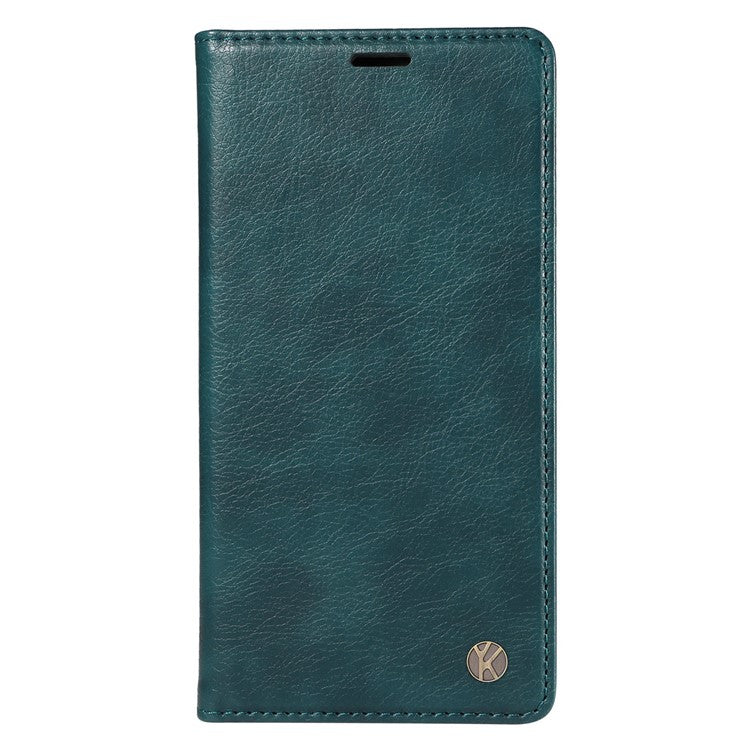 YIKATU YK-006 For Motorola Moto G35 5G Case Card Slots Magnetic Closure Leather Phone Cover Litchi Texture - Blue