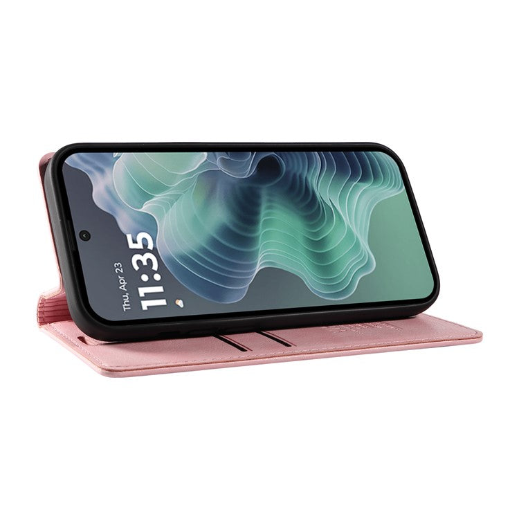 YIKATU YK-006 For Motorola Moto G35 5G Case Card Slots Magnetic Closure Leather Phone Cover Litchi Texture - Pink