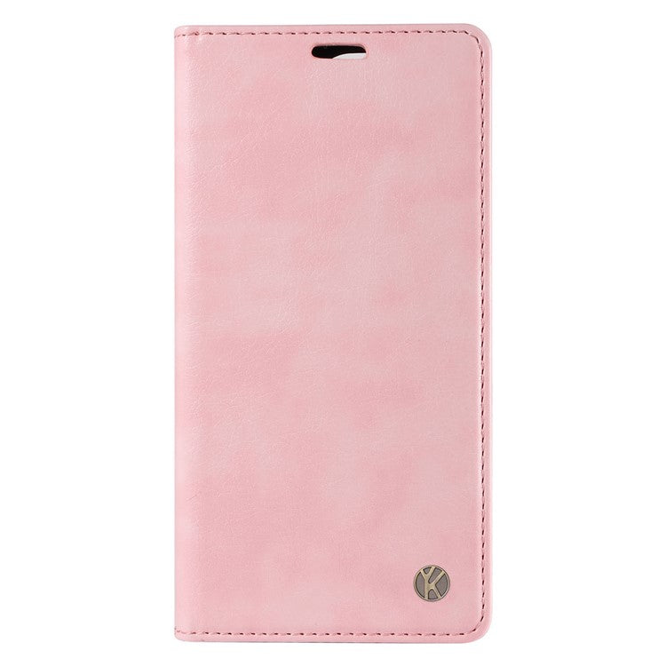 YIKATU YK-006 For Motorola Moto G35 5G Case Card Slots Magnetic Closure Leather Phone Cover Litchi Texture - Pink