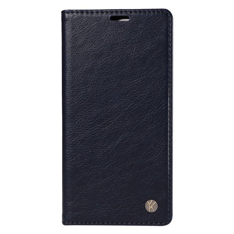YIKATU YK-006 For Motorola Moto G35 5G Case Card Slots Magnetic Closure Leather Phone Cover Litchi Texture - Navy Blue