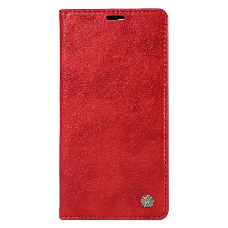 YIKATU YK-006 For Motorola Moto G35 5G Case Card Slots Magnetic Closure Leather Phone Cover Litchi Texture - Red
