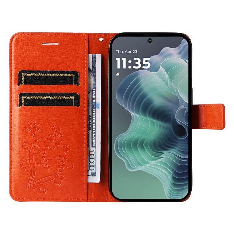 For Motorola Moto G35 5G Case Butterfly Leather Phone Cover - Orange