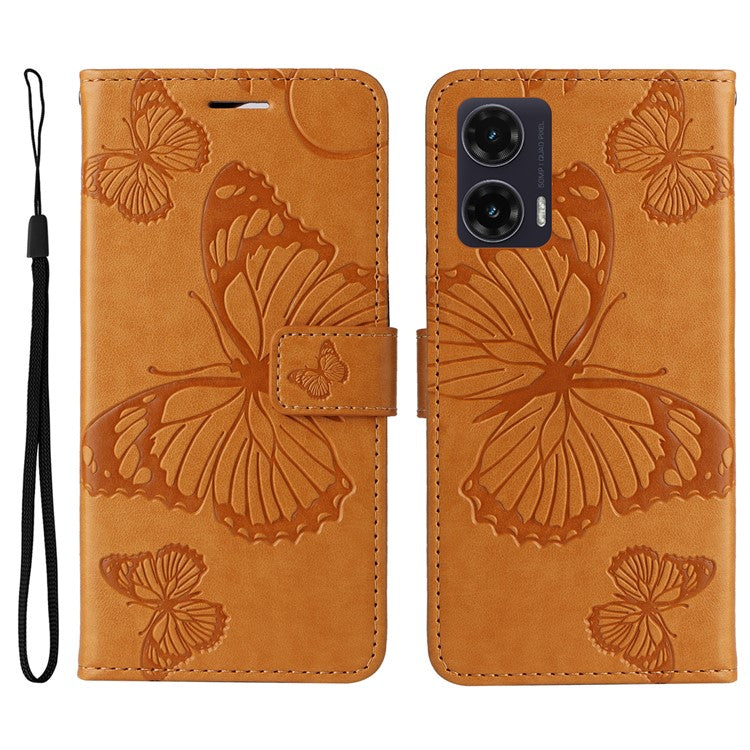 For Motorola Moto G35 5G Case Butterfly Leather Phone Cover - Yellow
