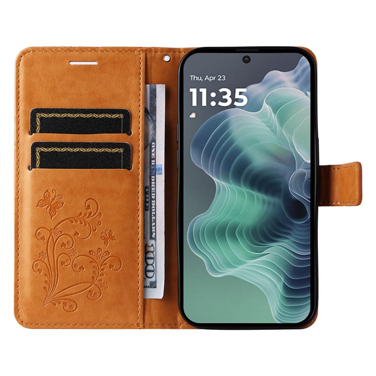 For Motorola Moto G35 5G Case Butterfly Leather Phone Cover - Yellow