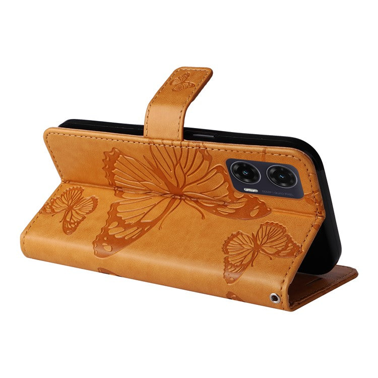 For Motorola Moto G35 5G Case Butterfly Leather Phone Cover - Yellow