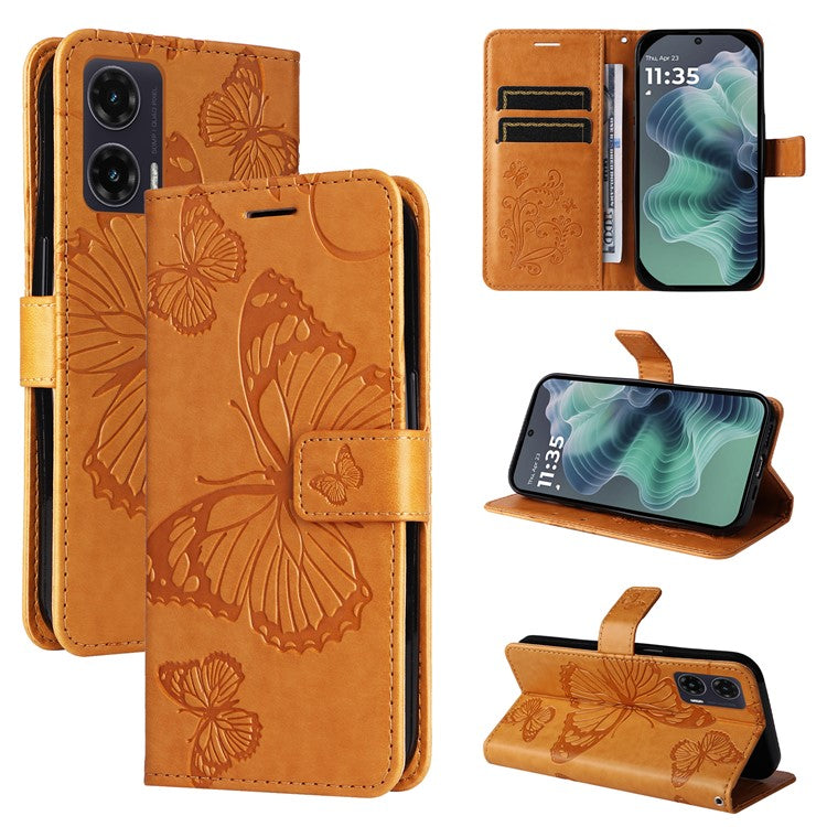 For Motorola Moto G35 5G Case Butterfly Leather Phone Cover - Yellow