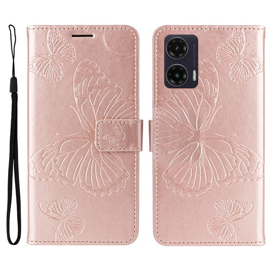 For Motorola Moto G35 5G Case Butterfly Leather Phone Cover - Rose Gold
