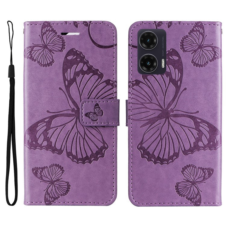 For Motorola Moto G35 5G Case Butterfly Leather Phone Cover - Light Purple
