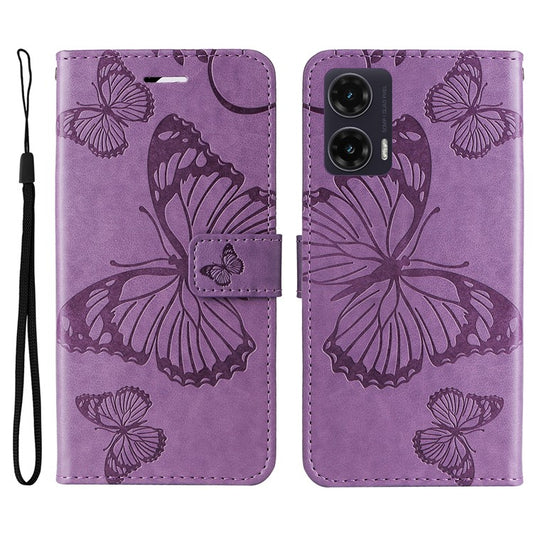 For Motorola Moto G35 5G Case Butterfly Leather Phone Cover - Light Purple