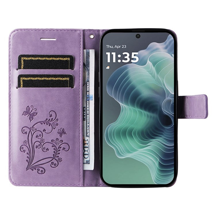 For Motorola Moto G35 5G Case Butterfly Leather Phone Cover - Light Purple
