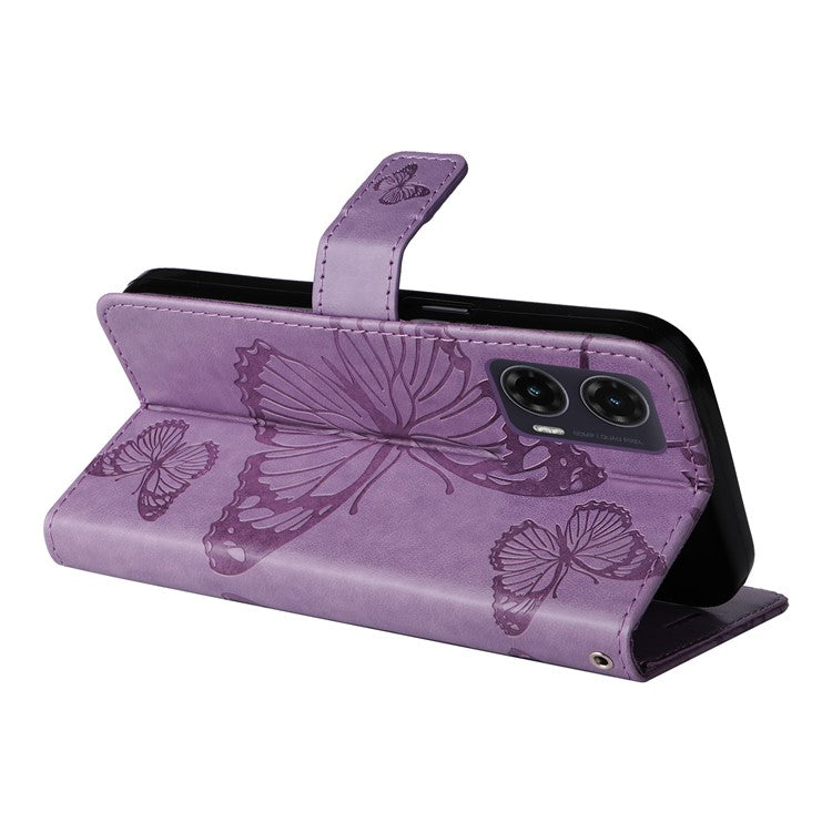 For Motorola Moto G35 5G Case Butterfly Leather Phone Cover - Light Purple