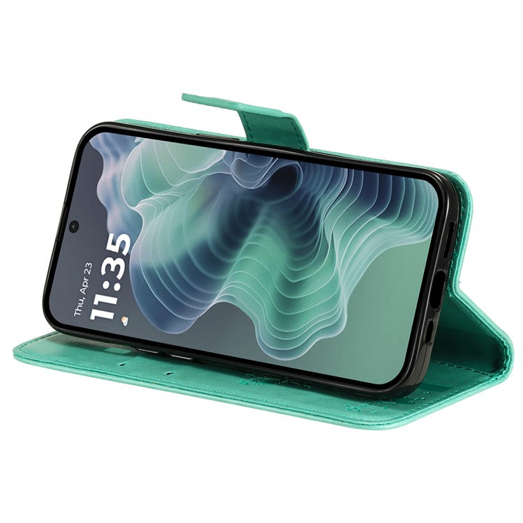 For Motorola Moto G35 5G Case Cat Tree Pattern Flip Leather Phone Cover - Green