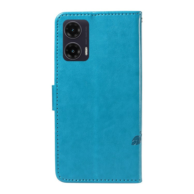 For Motorola Moto G35 5G Case Flower Pattern PU Leather Wallet Phone Cover - Blue