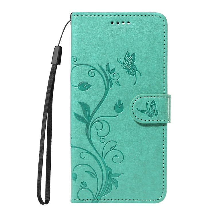 For Motorola Moto G35 5G Case Flower Pattern PU Leather Wallet Phone Cover - Green