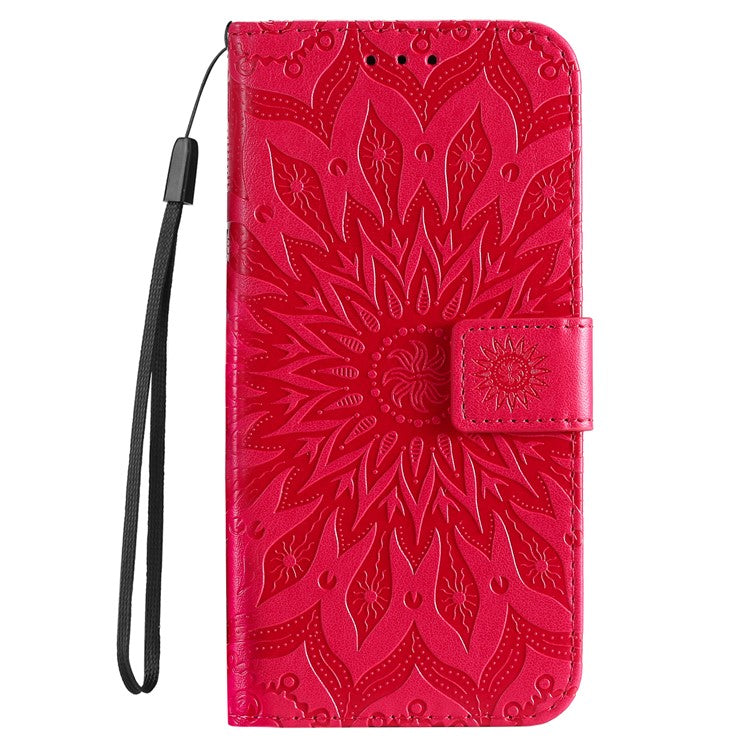 For Motorola Moto G35 5G Case Sunflower Leather Wallet Phone Cover - Red