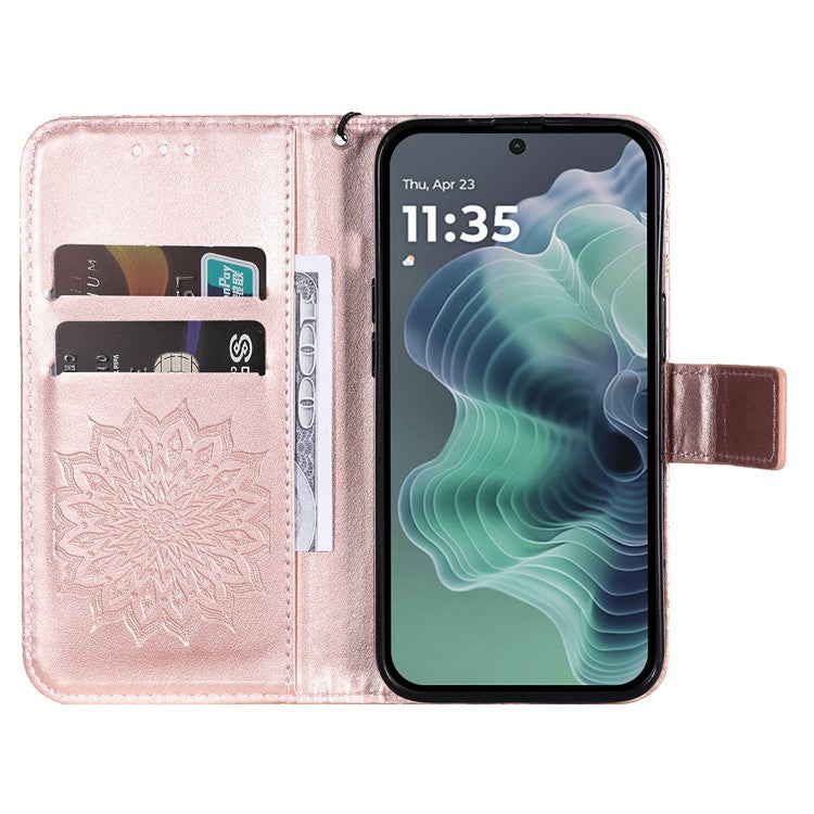 For Motorola Moto G35 5G Case Sunflower Leather Wallet Phone Cover - Rose Gold