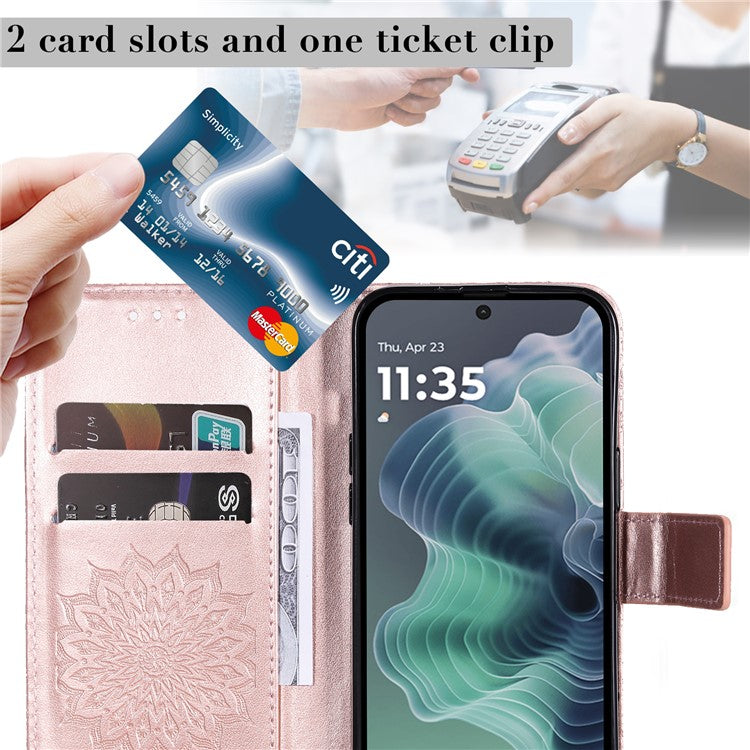 For Motorola Moto G35 5G Case Sunflower Leather Wallet Phone Cover - Rose Gold