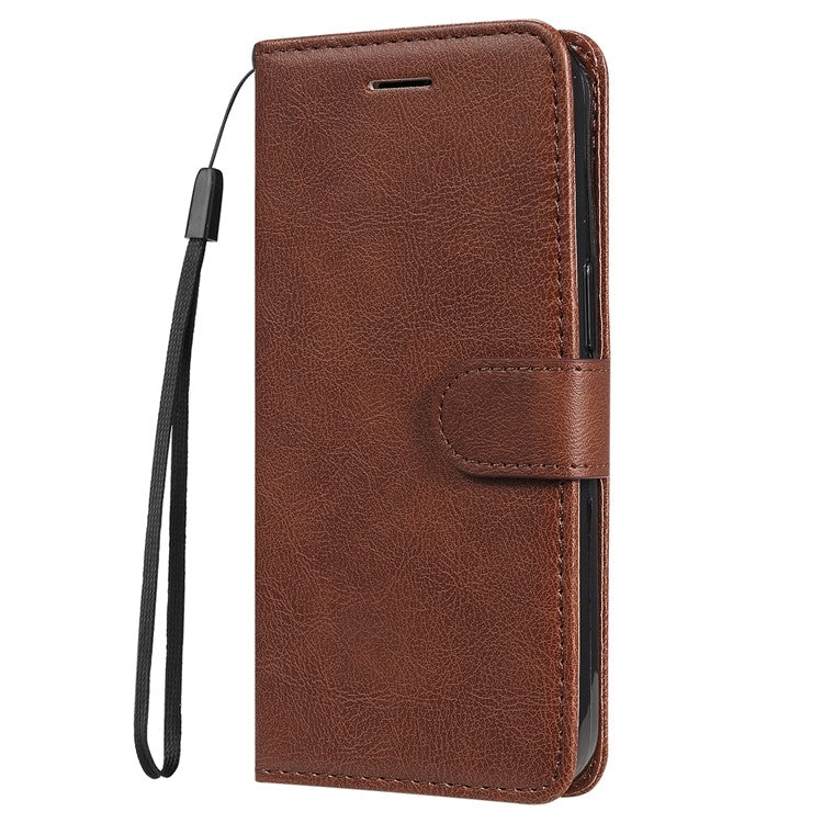 For Motorola Moto G35 5G Case Solid Color Leather Phone Cover Wallet Stand - Brown