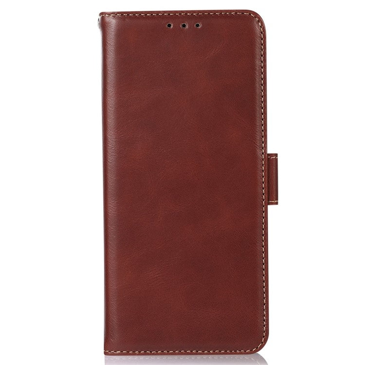 For Motorola Moto G35 5G Case RFID Blocking Genuine Cow Leather Wallet Phone Cover - Brown