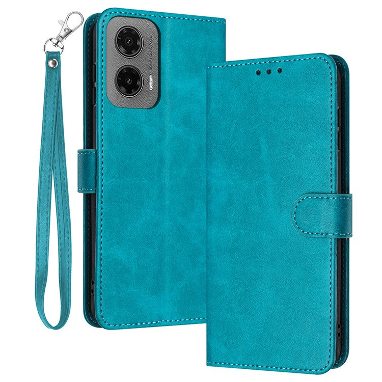 For Motorola Moto G35 5G Case Flip Stand PU Leather Wallet Phone Cover Calf Texture - Green