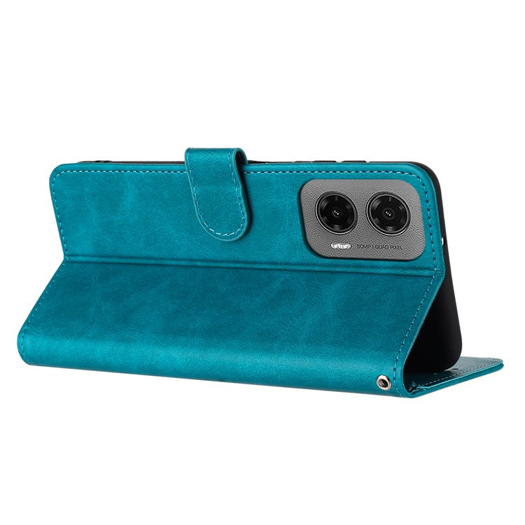 For Motorola Moto G35 5G Case Flip Stand PU Leather Wallet Phone Cover Calf Texture - Green